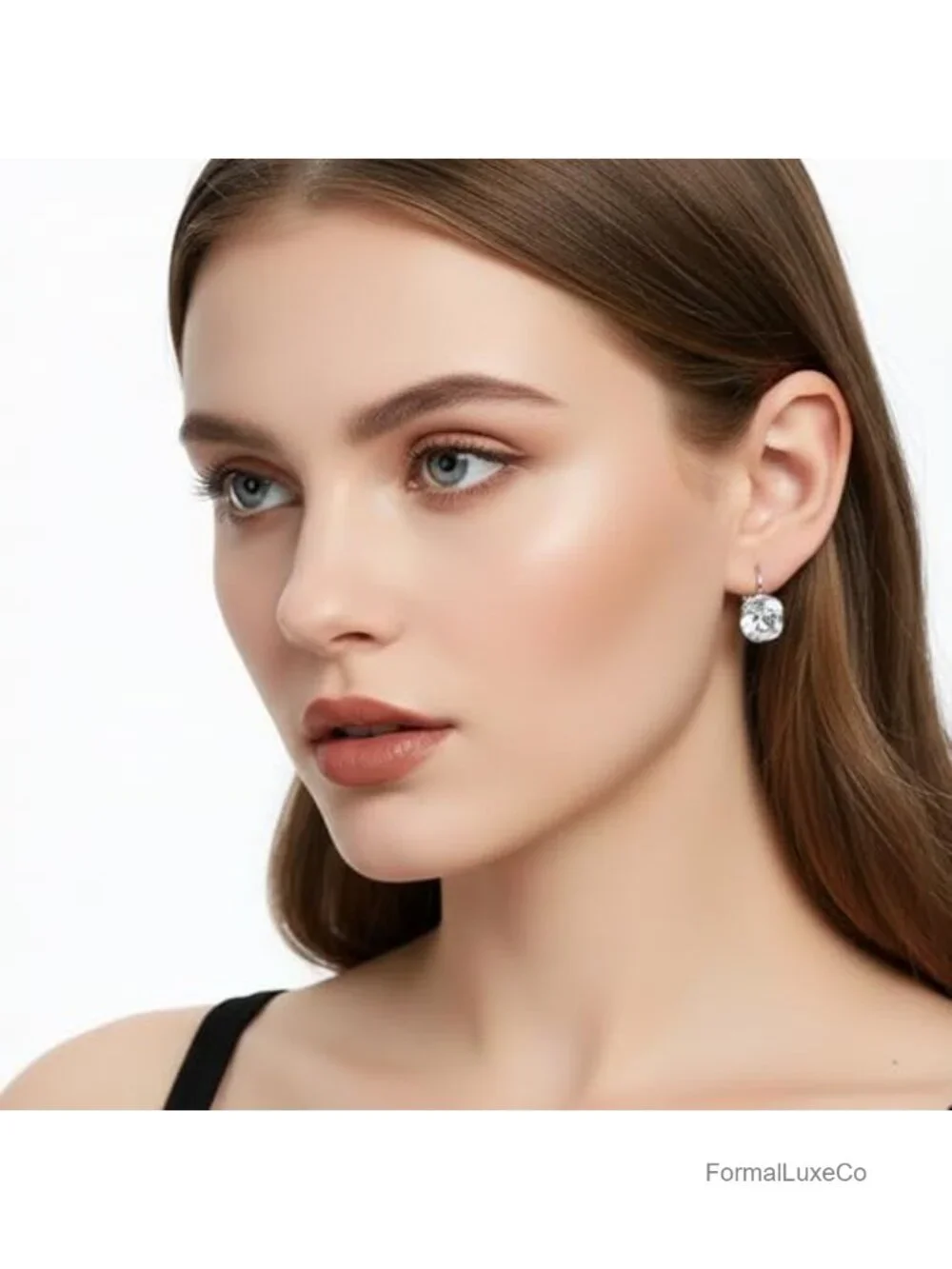 Crystal Drop Earrings 18K White Gold Plated Leverback Hypoallergenic Dangle